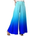 thumbnail image 3 of vdgthytj Wide Leg Pants for Women Elastic High Waist Solid Color Palazzo Pants Casual Baggy Flowy Plus Size Lounge Trousers, 3 of 5