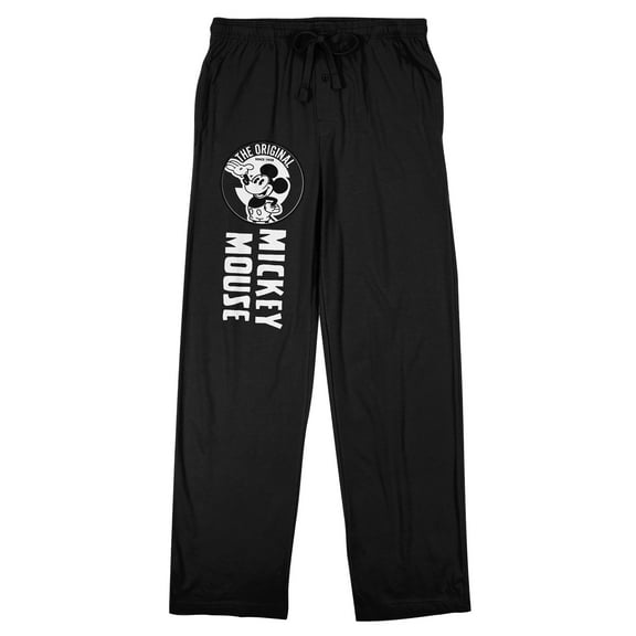 Mickey Mouse Classic B&W Mickey Adult Black Sleep Pajama Pants-Large