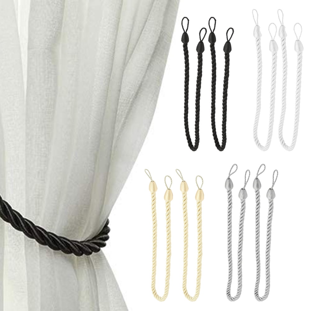 Pair Plain Silky Braided Rope Curtain Tie backs Tiebacks Decorative Holdback UK 