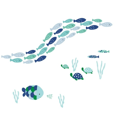 UPC: 0084122674486 | Lambs & Ivy Oceania Aqua/Blue Aquatic Fish Wall Decals/Stickers