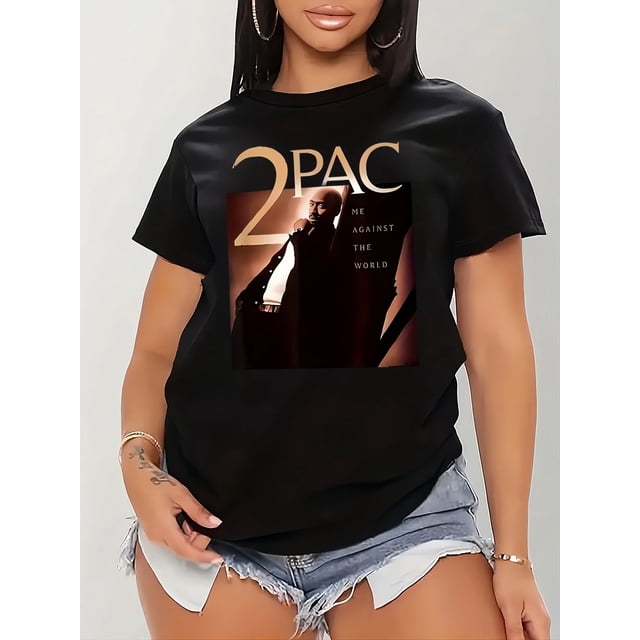 T-Shirt Graphique Portrait Rétro Emblématique Hip-Hop Me Against The World G234, jusqu'à la Taille 5TG