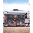 thumbnail image 5 of 4th of July RV Awning Sun Shade Screen 9'X15.3' American Flag Mesh Sunscreen Red White and Blue Fireworks Awning Shade Screen with Zipper UV Blocker Completed Kits for RV Motorhome Camper Trailer, 5 of 7