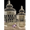 Cream Hexagon Wedding Bird Cages (Set of 2) Largest Cage: 18in. Tall & 10-1/2in. Wide/ Smaller Birdcage: 13-1/2in. Tall & 8in. Wide/ Painted Metal With Latched & Hinged Doors