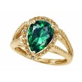 thumbnail image 2 of Star K � Pear Shape Simulated Emerald Halo Split Shank Big Stone Ring, 2 of 9