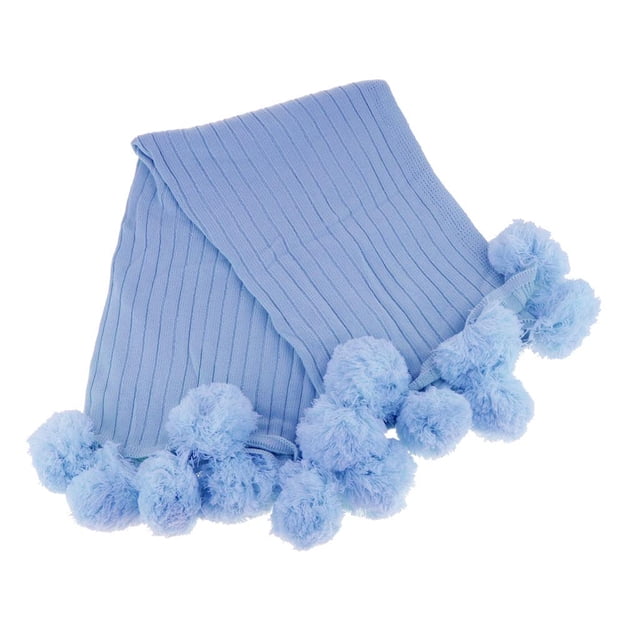 Manta De Punto De , Manta De 90x90 Cm, Manta De Sofá Acogedor Manta De Decoración De Dormitorio Con Decorativas Azul perfecl Manta de sofá con borlas de bola