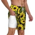 thumbnail image 2 of Kdxio Sunflowers In Vintage Print Men'S Swim Trunks With Compression Liner 7 Inch Inseam Quick Dry Swim Shorts, 2 of 7