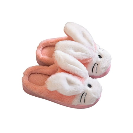 

Lacyhop Kids Winter Plush Warm Cute Bunny House Slippers Slip On Fuzzy Bedroom Shoes for Toddler
