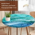 thumbnail image 5 of Round Fitted Tablecloths with Elastic Edge Abstract Marble Ombre Blue Ocean Wave Oil-Proof Waterproof Wipeable Table Cover for Kitchen Dining Party Decor Nautical Coastal Sea Table Clothes,36" - 44", 5 of 9