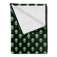 thumbnail image 2 of Alien Soft Flannel Fleece Throw Blanket, Supernatural Martiansal Beings from Other Planets Head of an Alien, Cozy Plush for Indoor and Outdoor Use, 70" x 90", Fern Green Black, by Ambesonne, 2 of 5