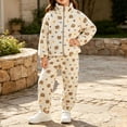 thumbnail image 4 of ITSAME Girls Fleece 2-Piece Outfit Zip Up Jacket and Jogger Pants Cute Print Fall Winter Warm Casual Set White Size 12, 4 of 7