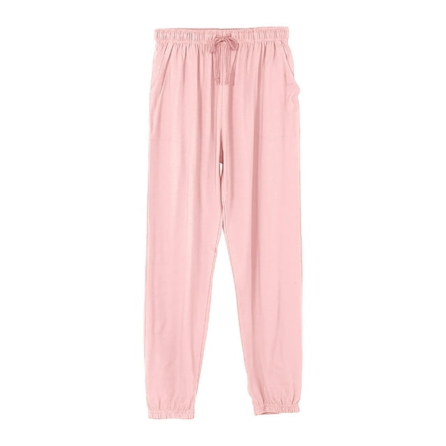 Dealovy Sweatpants for Women Casual Solid Color with Pocket Drawstring Loose Fitting Homewear Jogger Pants