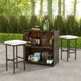 thumbnail image 4 of Costway 3 PCS Patio Bar Set with Tempered Glass Tabletop 2-Tier Storage Removable Cushions, 4 of 10