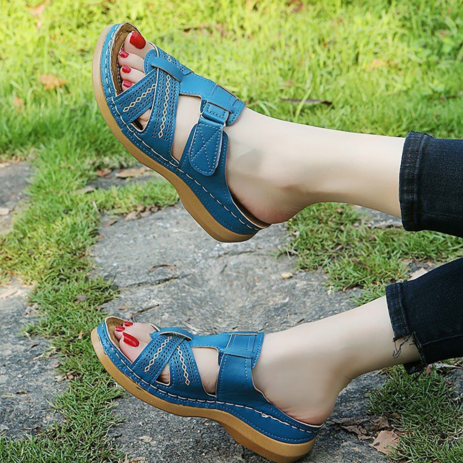 multi color platform shoes