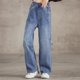 thumbnail image 4 of 3-9Y Spring Children's Jeans Simple Solid Color Loose Girls Straight Pants Childrens Denim Trousers Kid's Outwear Pants, 4 of 6