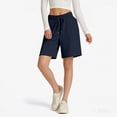thumbnail image 2 of Athletic Shorts Womens Jogger Sweat Summer Loose Drawstring Bermuda Shorts with Pockets Navy S, 2 of 4