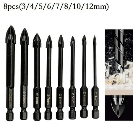 

8PCS Efficient Universal Drilling Tool Multifunctional Cross Alloy Drill Bit Tip