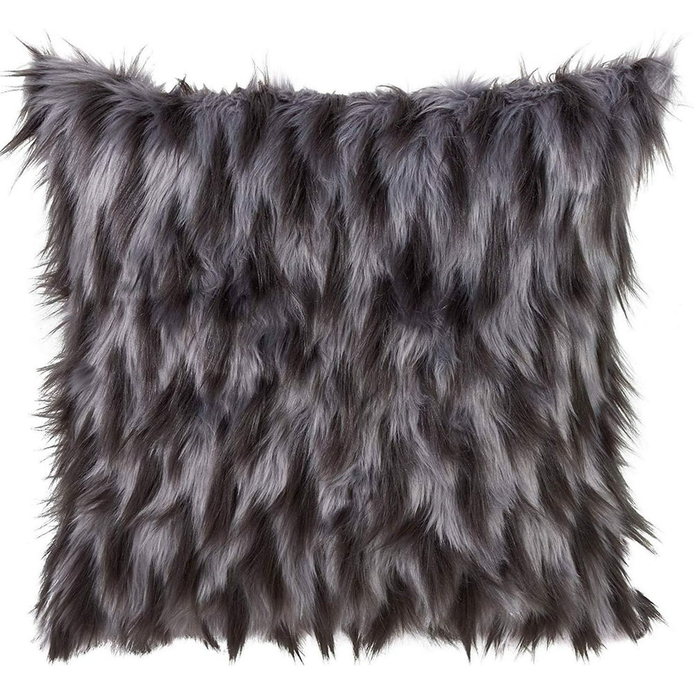 Glam Faux Fur Decorative Throw Pillow with Down Filled Insert 18 x 18