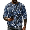 thumbnail image 4 of ASDFVBKG Mens Outdoor Casual Waffle Knit Shirt, Camo Maple Leaf Pattern Crew Neck Long Sleeve Pullover Navy 4XL, 4 of 5