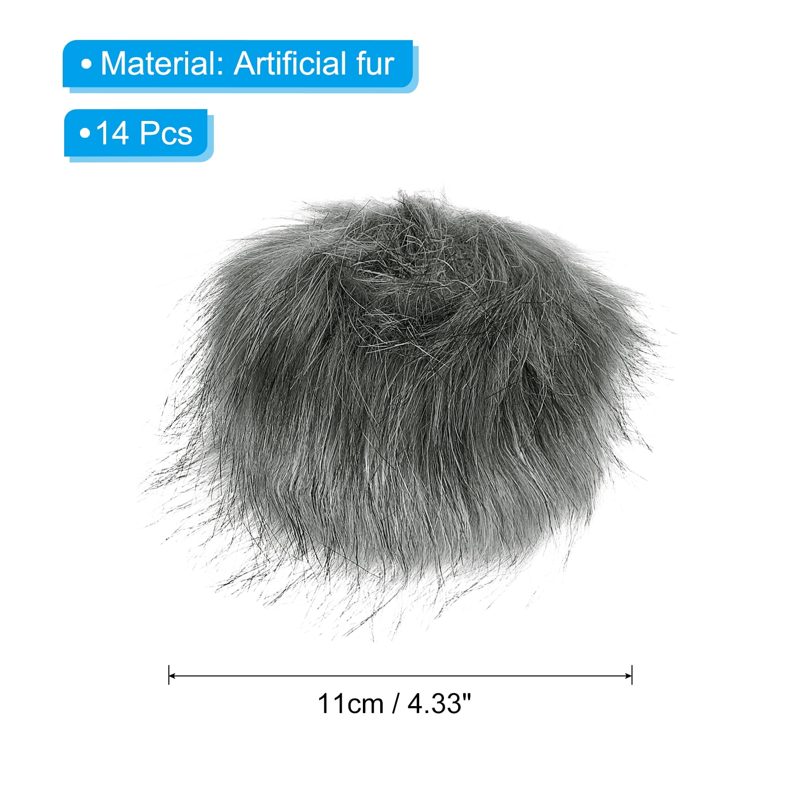 Uxcell Faux Fur Pom Poms for Hats, Fluffy Soft Fur Poms Balls with Elastic Loop, Grey 14Pack
