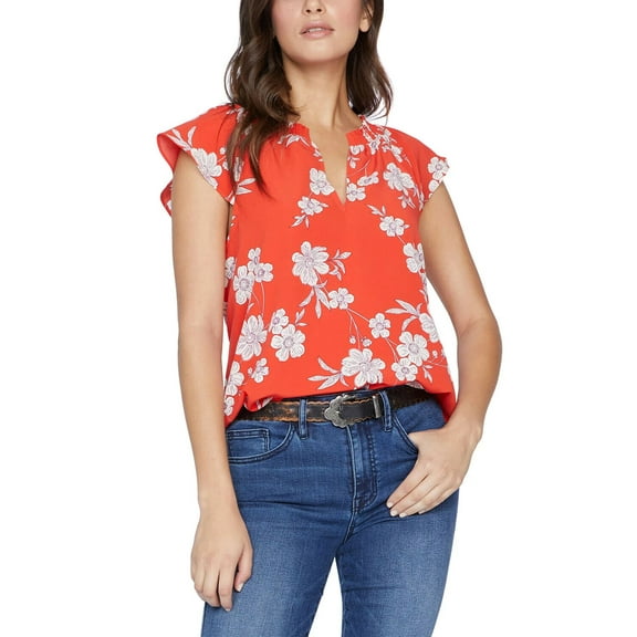 Sanctuary Garden-Print Top Womens red Size XXL MSRP $84