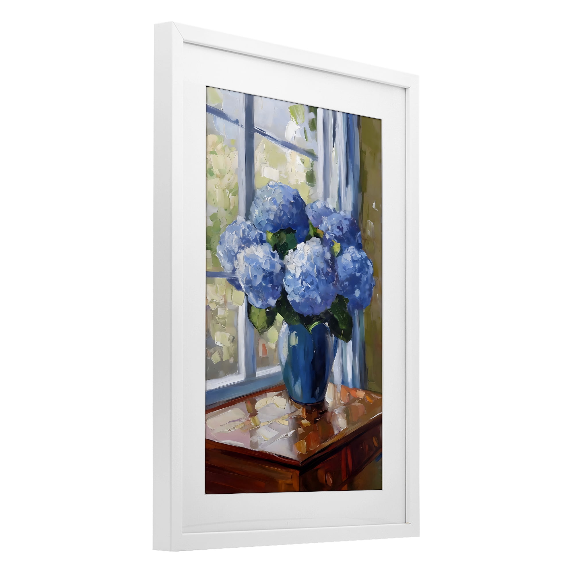 Stupell Industries Winter Hydrangeas by Window White Framed Print Under Glass, design by Creative Studio