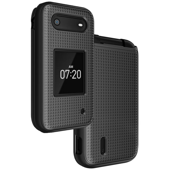 Case for Nokia 2760 2780 Flip Phone, Nakedcellphone Slim Hard Shell Protector Cover with Grid Texture for Tracfone N139DL, TA-1398, TA-1451, TA-1420 - Black