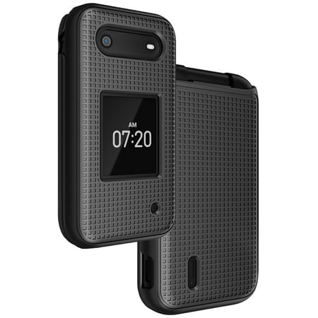 Case for Nokia 2760 2780 Flip Phone, Nakedcellphone Slim Hard Shell Protector Cover with Grid Texture for Tracfone N139DL, TA-1398, TA-1451, TA-1420 - Black