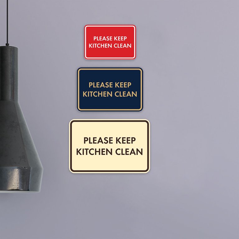 "Please Keep Coffee Area Clean" Framed Sign - Laser Engraved Brushed Silver, 5x7 Inches
