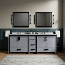 Ziva 84 in W x 22 in D Dark Grey Double Bath Vanity and White Quartz Top