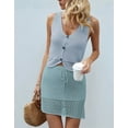 thumbnail image 6 of Womens Crochet Swim Cover Up 2 Piece V Neck Sleeveless Button Up Crop Tops Beach Mini Skirt Coverup Set Blue XL, 6 of 8