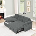 thumbnail image 3 of Convertible Sofa Bed,2 in 1 Sectional Sleeper Sofa L Shaped Couch with Pull Out Bed and Storage Chaise,Corduroy 3 Seater Couch Comfy Loveseat Futon Sofa Bed for Living Room,Bedroom,Grey, 3 of 8