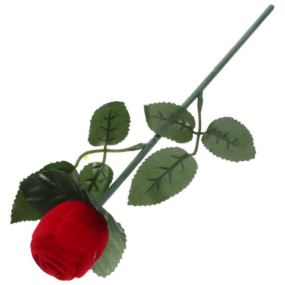 Nicehomfit Red Velvet Flower Ring Box for Wedding Ceremony Unique Rose Shape Ring Case