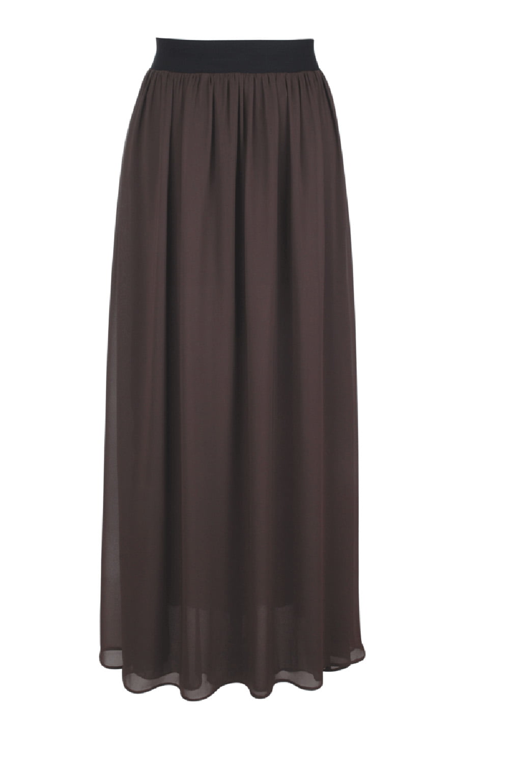 Faship - Faship Women Long Retro Pleated Maxi Skirt Chocolate Brown