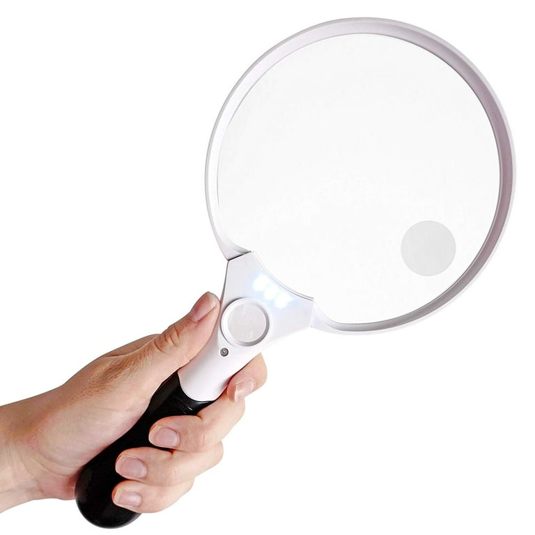 Handheld Magnifier with 20 LED Light 110mm Extra Large Magnifying Glass 30X  60X Magnification Illuminated Reading Glass