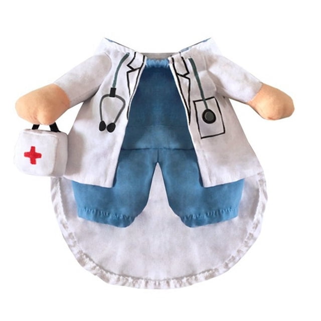 Disfraz de Halloween para perro y gato, disfraz de médico, pantalones vaqueros para perro, ropa para gato, traje divertido, uniforme