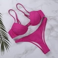 thumbnail image 2 of ITFABS Soutien-Gorge à Armatures Bretelles Spaghetti Réglables Couleur Unie + String, 2 of 8