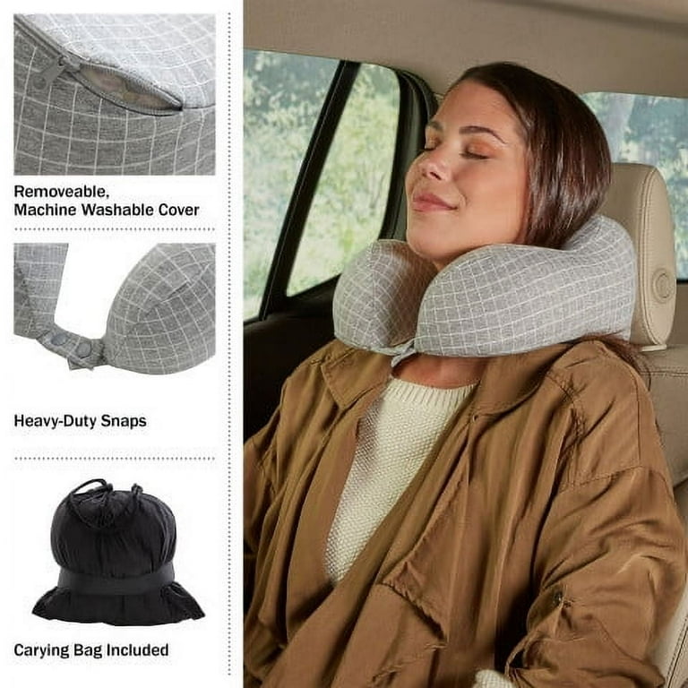 Home-Complete 5-inch 1-lb Memory Foam Travel Pillow with Home-Complete 5-inch 1-lb Memory Foam Travel Pillow with