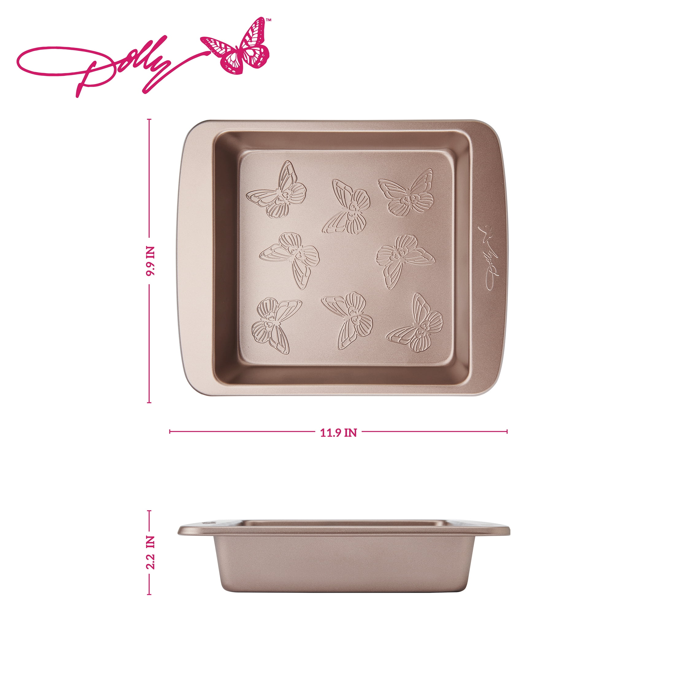 Dolly Parton Butterfly Stamp 9" Carbon Steel Square Non-Stick Cake Pan