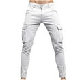 thumbnail image 3 of UVEASISHA On Sale Mens Slim Fit Cargo Pants Cotton Casual Tapered Fit Work Pants Zipper Ankle Cuffs Solid Color Long Pants Lightweight Trousers with Pockets White XXL, 3 of 7