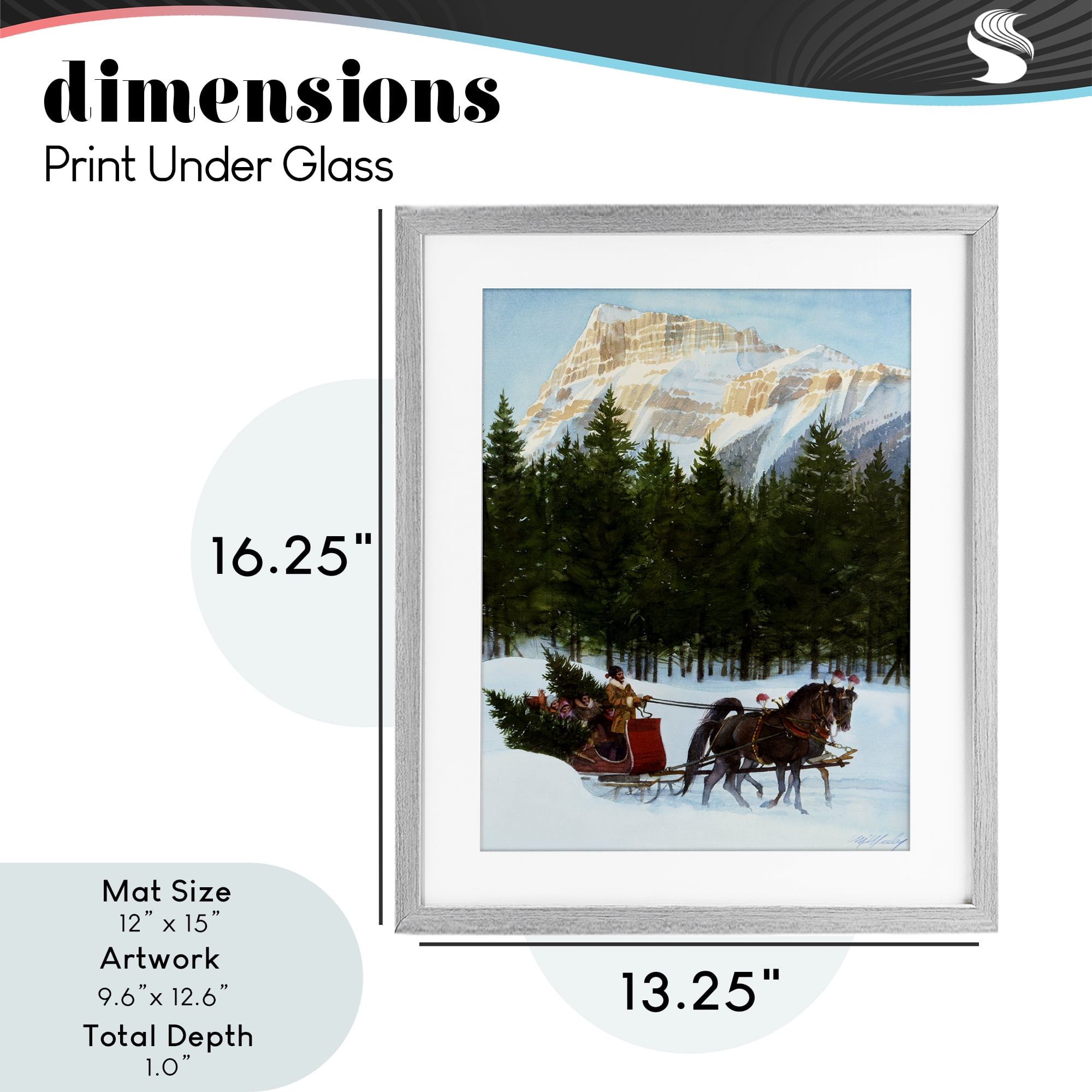 Sleigh Ride Carrying Trees Gray Framed Print Under Glass, design by Wind River Studios