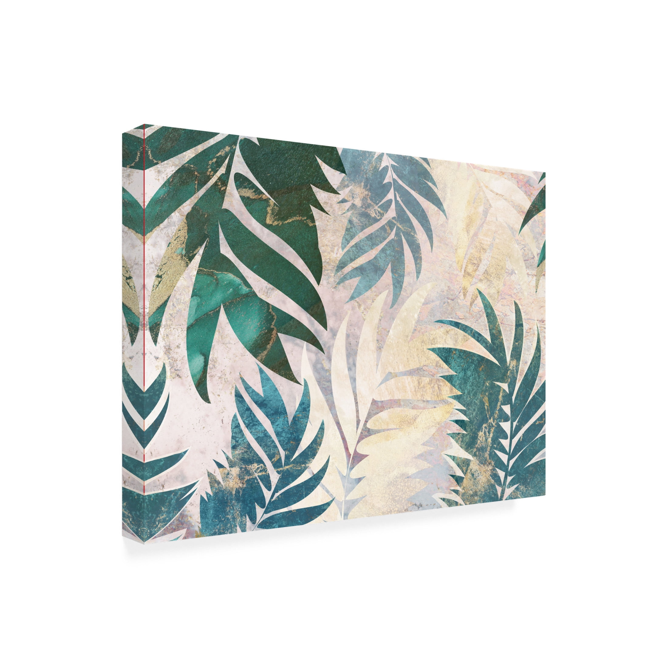 Trademark Fine Art Sarah Manovski  Marble gold green leaves mural Canvas Wall Art