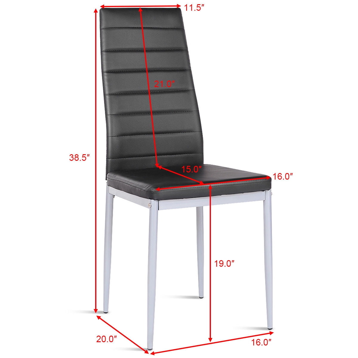 Costway Set of 4 PU Leather Dining Side Chairs Elegant Design Home Furniture Black Contemporary