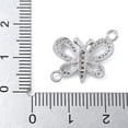thumbnail image 3 of Rack Plating Brass Micro Pave Clear Cubic Zirconia Butterfly Connector Charms Long-Lasting Plated Cadmium Free & Lead Free Platinum 16x18.5x3mm Hole: 1.6mm, 3 of 3