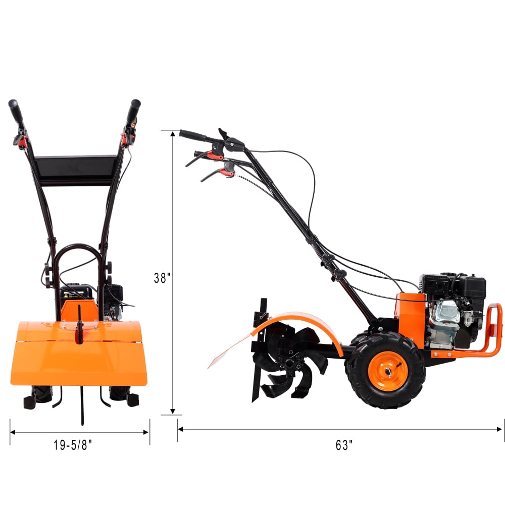 Heavy Duty Rear Tine Tiller 7HP 212CC Gas Powered Cultivator 20 Inch Wide 8 Inch Deep Garden Tiller for Yard Soil Prep Vegetable Beds and Gardening