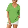 thumbnail image 4 of Timegard Tops for Women Trendy Deep V Neck Ruched Short Sleeve Comfy Dressy Casual Tunic Tops Summer, 4 of 6