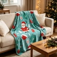 thumbnail image 4 of SLYNSHome Christmas Santa Throw Blanket, 70x100 cm Festive Print Plush Throw, Soft Warm Couch Cover for Sofa Bedroom Holiday Home Decor, 4 of 6