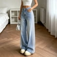 thumbnail image 2 of TSHXS Kids Jeans Little Girls Light Wash Loose Denim Pants Vertical White Side Stripes Light Weight Casual Jeans for Fall Spring（Blue,12-13 Years）, 2 of 5