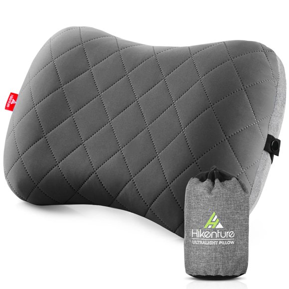 Almohada inflable Hikenture ultraligera con funda extraíble, color gris