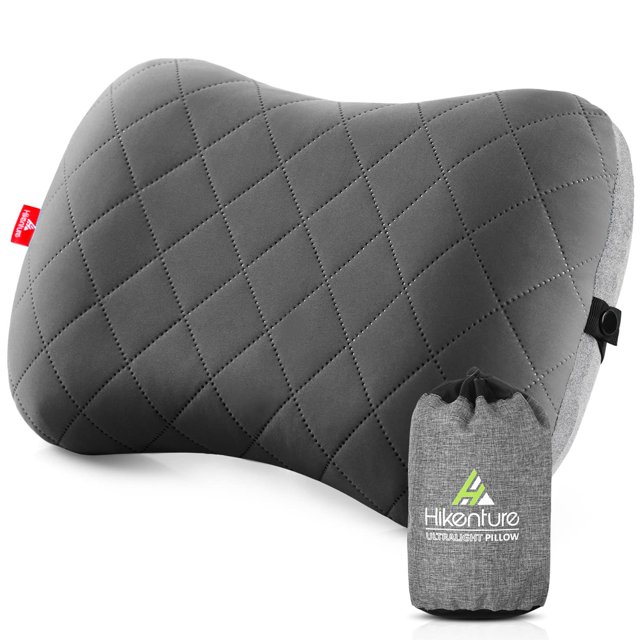 Almohada inflable Hikenture ultraligera con funda extraíble, color gris