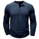 thumbnail image 4 of Blusas y camisas de manga larga con cuello redondo para hombre, blusas casuales de moda de color liso de manga larga, blusas transpirables para hombre, 4 of 7